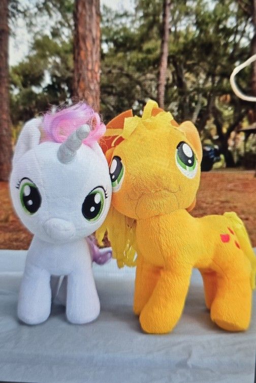 RARE 2014 Build A Bear My Little Pony SWEETIE BELLE CUTIE and APPLEJACK Cowgirl Stuffed Animals