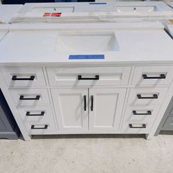 48 in. W x 22 in. D in Single Bath Vanity in White Shaker with Marble Top in White  $749 