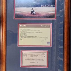 Hank Aaron Signed, PSA-Certified TELEGRAM Display Piece 