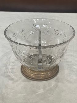 Vintage Wallace sterling silver base divided glass mayonnaise bowl.