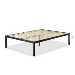 Zinus Queen Metal Platform Bed Frame with Wood Slats – Black