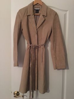 Suede with fringed belt coat- size SMALL