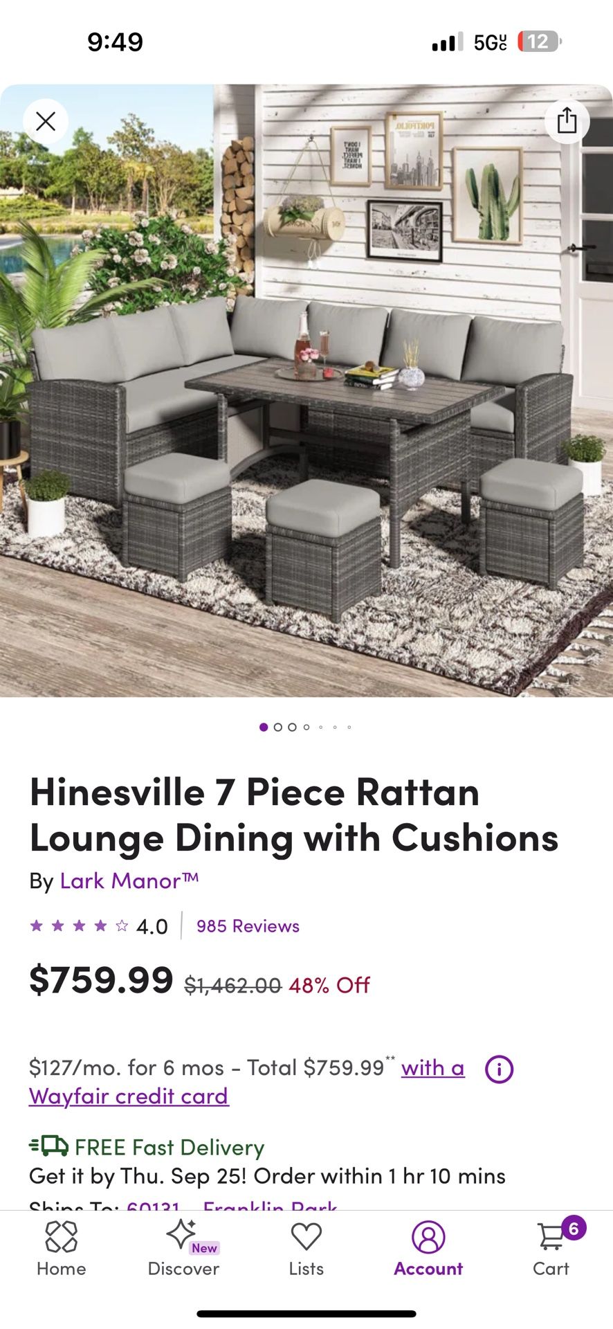 7 Piece Patio Furniture