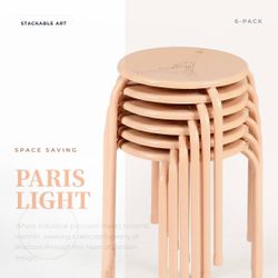 Homy Casa Lemon 6PC Metal Stackable Stool Morandi Pink Folding Eiffel Tower Perforated Seat