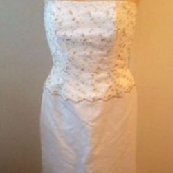 Bridal Scott McClintock white/gold fitted dress Size 6