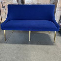 Loveseat Modern Navy Easy Clean Velvet Upholstered Loveseat with Brushed Gold Leg