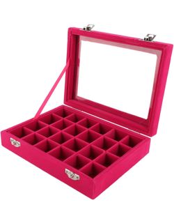Velvet Jewelry Box Organizer, 24 Grid Jewelry Organizer Box with Locks, Earring Storage Box | Jewelry Case | Jewelry Storage Box | Jewelry Display Box