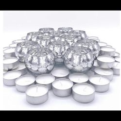 Mercury Glass Tea Light Votives + Candles 