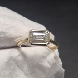 1.82ct Emerald Cut Diamond Ring 14K Yellow Gold