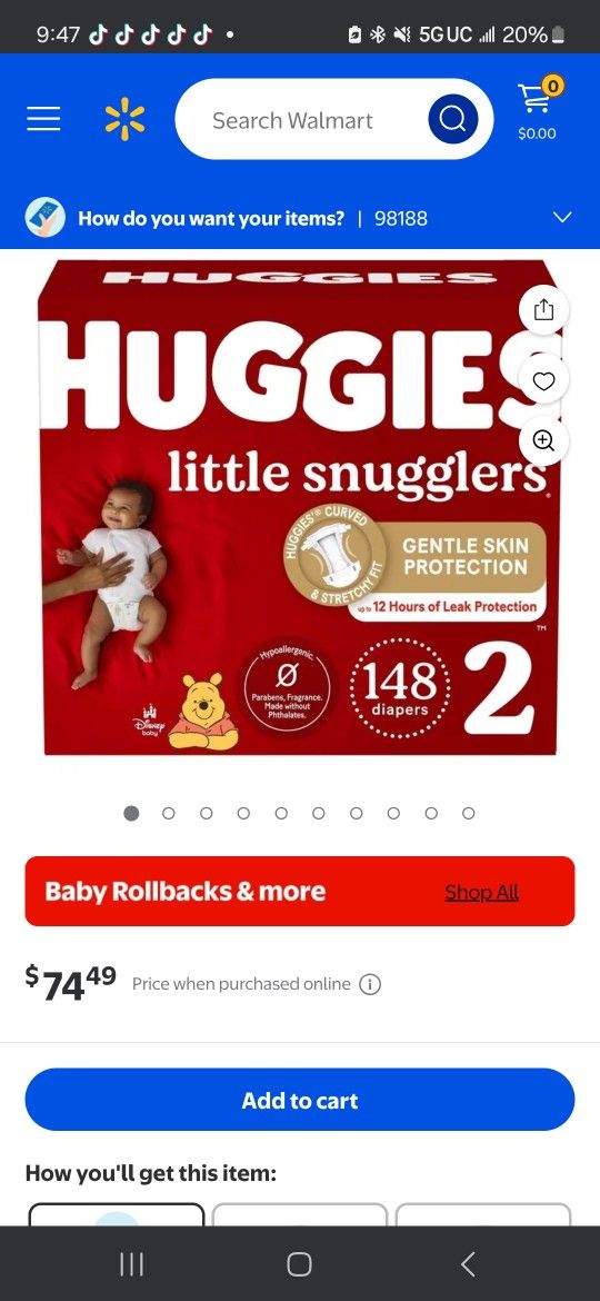 Huggies Sz 2 148ct