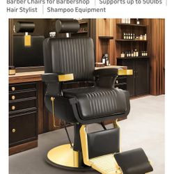 Barber Chair Black and Gold 