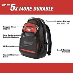 Milwaukee Heavy-Duty Jobsite Tool Backpack (48 Pockets / Hard Base)