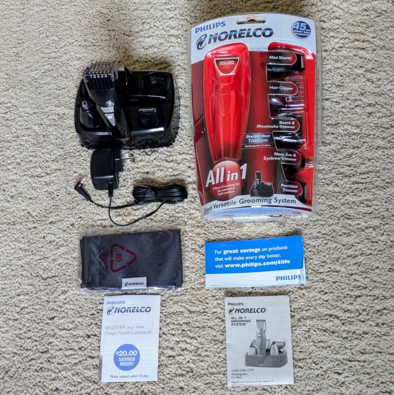 Philips Norelco G370 all-in-1 battery powered cordless hair trimmer grooming system for men or women