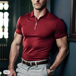 Men’s Zip Polo Shirt Casual