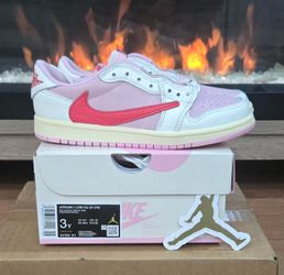 Jordan 1 Retro Low OG SP Travis Scott Tropical Pink PS Size 3Y IQ7605-101 New🔥