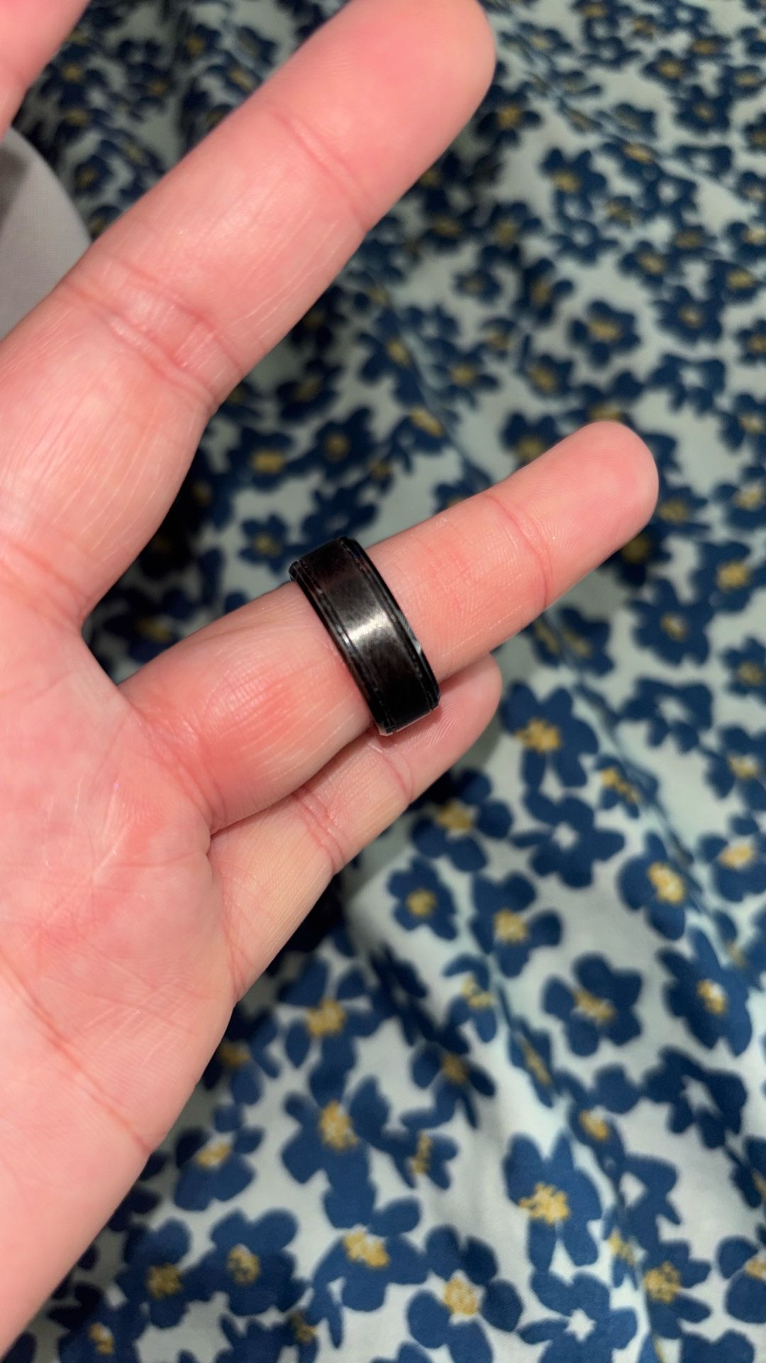 Now + Forever Textured Wedding Band Black Tungsten Carbide Size 7