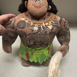 Disney Talking Moana Maui Plush Doll w/ Hook 14" Plush Stuffed Toy Works 