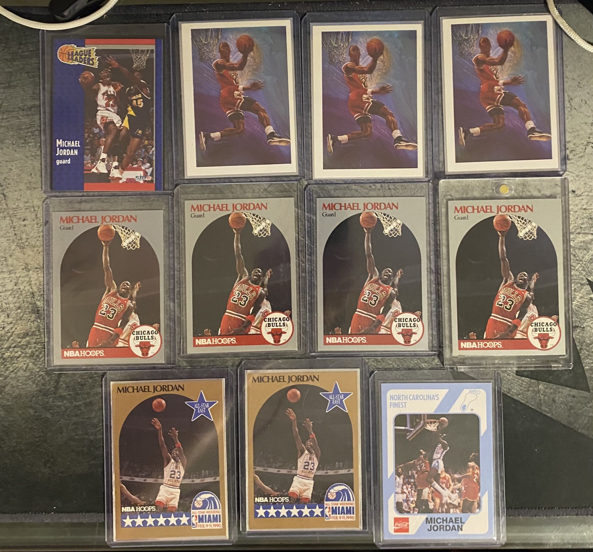 1990 NBA HOOPS // 1991 FLEER // 1989 Collegiate Collection Michael Jordan cards