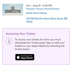 2 Tickets To LCD Soundsystem Bend OR 8/10/25