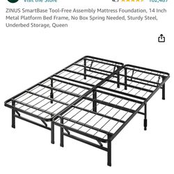 Metal Folding Bed Frame With Optional Box Spring And Mattress