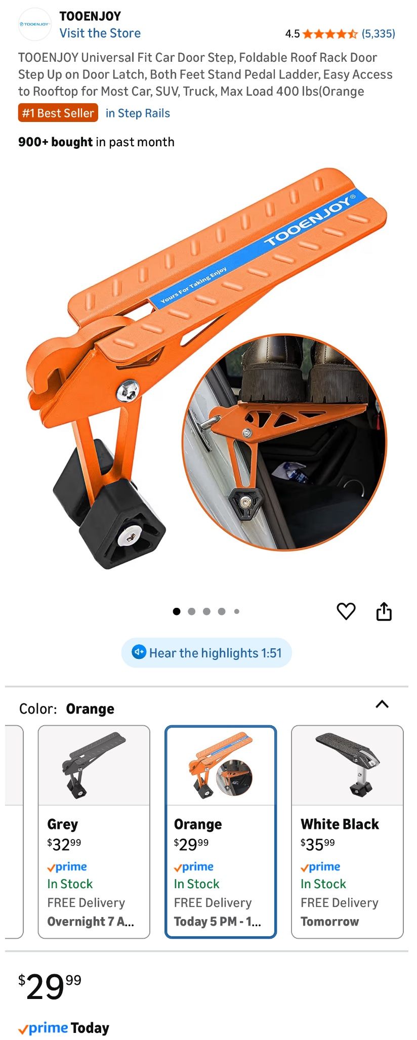 TOOENJOY Universal Fit Car Door Step