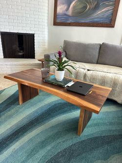 Rustic Live Edge Pecan -Finish Coffee Table 52” (L) x 24” (W) x 18” (H)