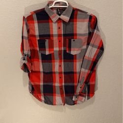 Cean Current Mens Shirt Size L Plaid Red Gray Blue .  #Y