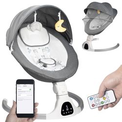 Baby Swing for Infants to Toddler Portable Babies Swing Timing Function 5 Swing Speeds Bluetooth Touch Screen Music Speaker with 10 Preset Lullabies 5