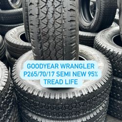 SET OF FOUR USED TIRES 265/70/17 GOOD YEAR WRANGLER 