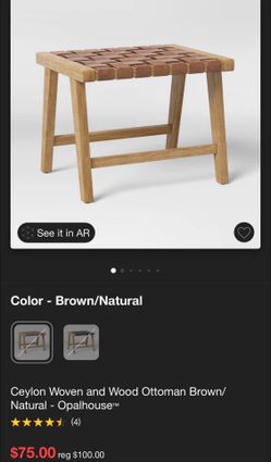 Ceylon Woven And Wooden Ottoman