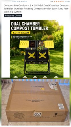 NEW in Box Compost Bin Outdoor - 2 X 18.5 Gal Dual Chamber Compost Tumbler, Outdoor Composter
