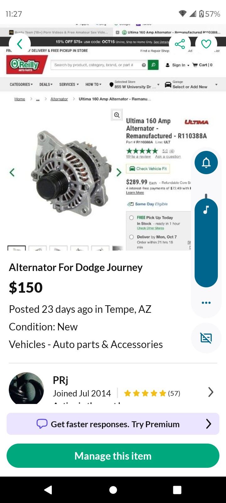 Alternator For Dodge Journey And Several Other Cars