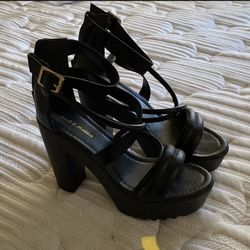 Black Strappy Heels Size 9