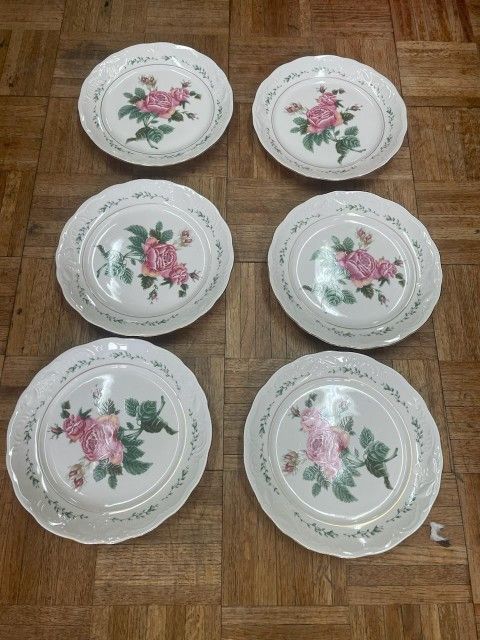 Vintage Pink Rose Floral Flower Dinner Plates Plate $10 Each