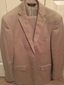 Jos. A. Bank Two Piece Suit Size 37R Tan Cotton / Wool 32x30 Pant Slim Fit