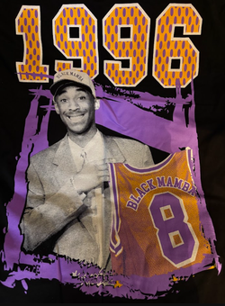 Kobe Bryant 1996 Draft Era #8 Black Mamba Lakers Graphic T-Shirt | Size L | Vintage Tribute Tee