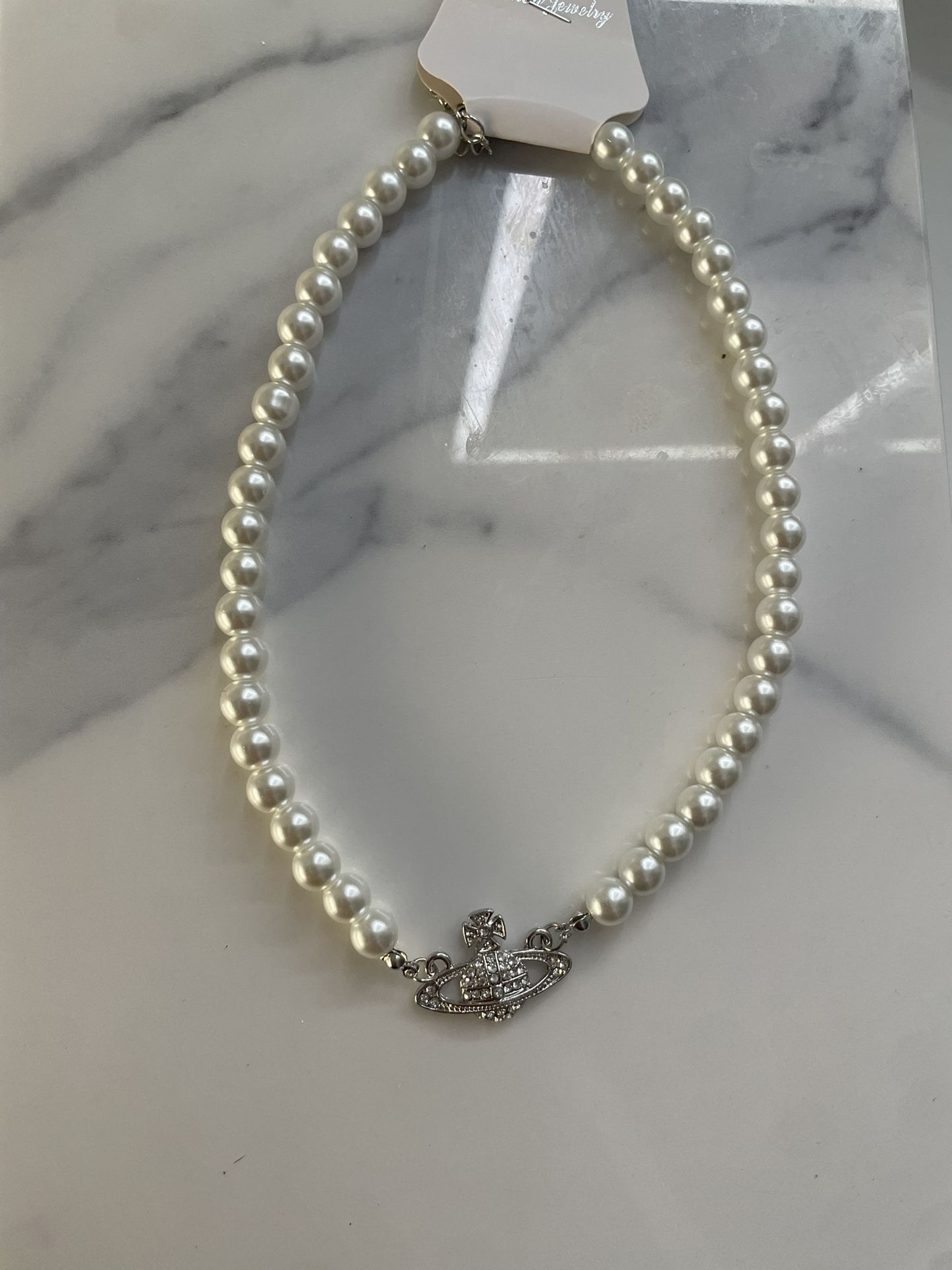 Vienen Westwood Silver Pearl Necklace 