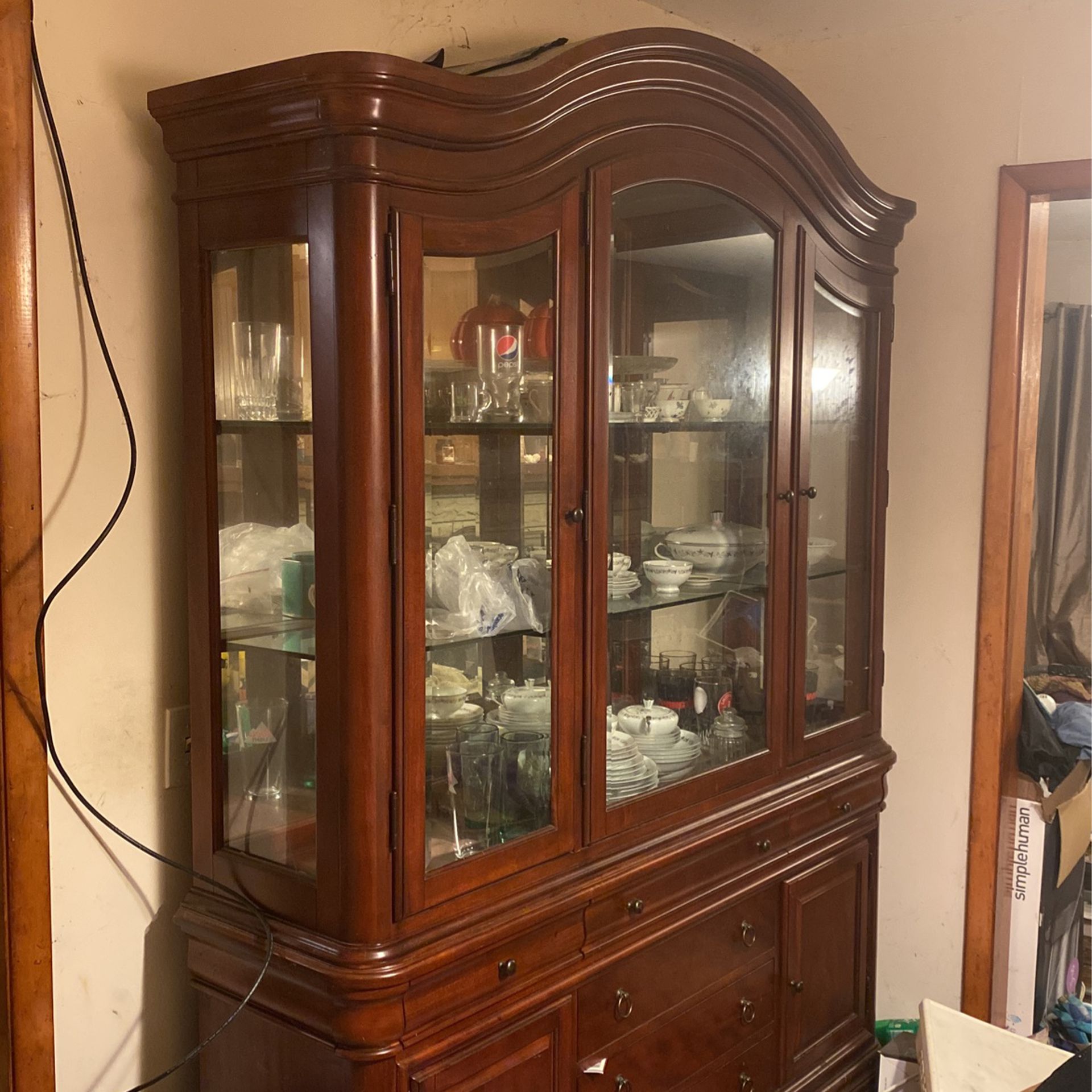 Lighted China Cabinet With High End China