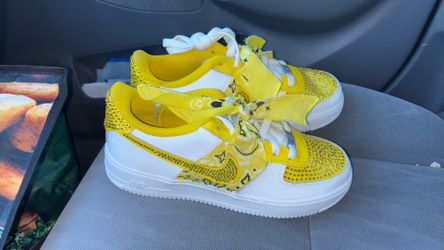 NIKE AF1 Yellow/White Bandana Bling