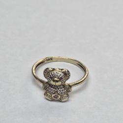 10k Gold Teddy Bear Ring Size 8