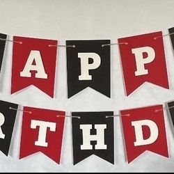 Happy Birthday Banner red black white Karate