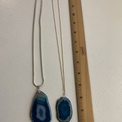 Natural blue agate pendant 