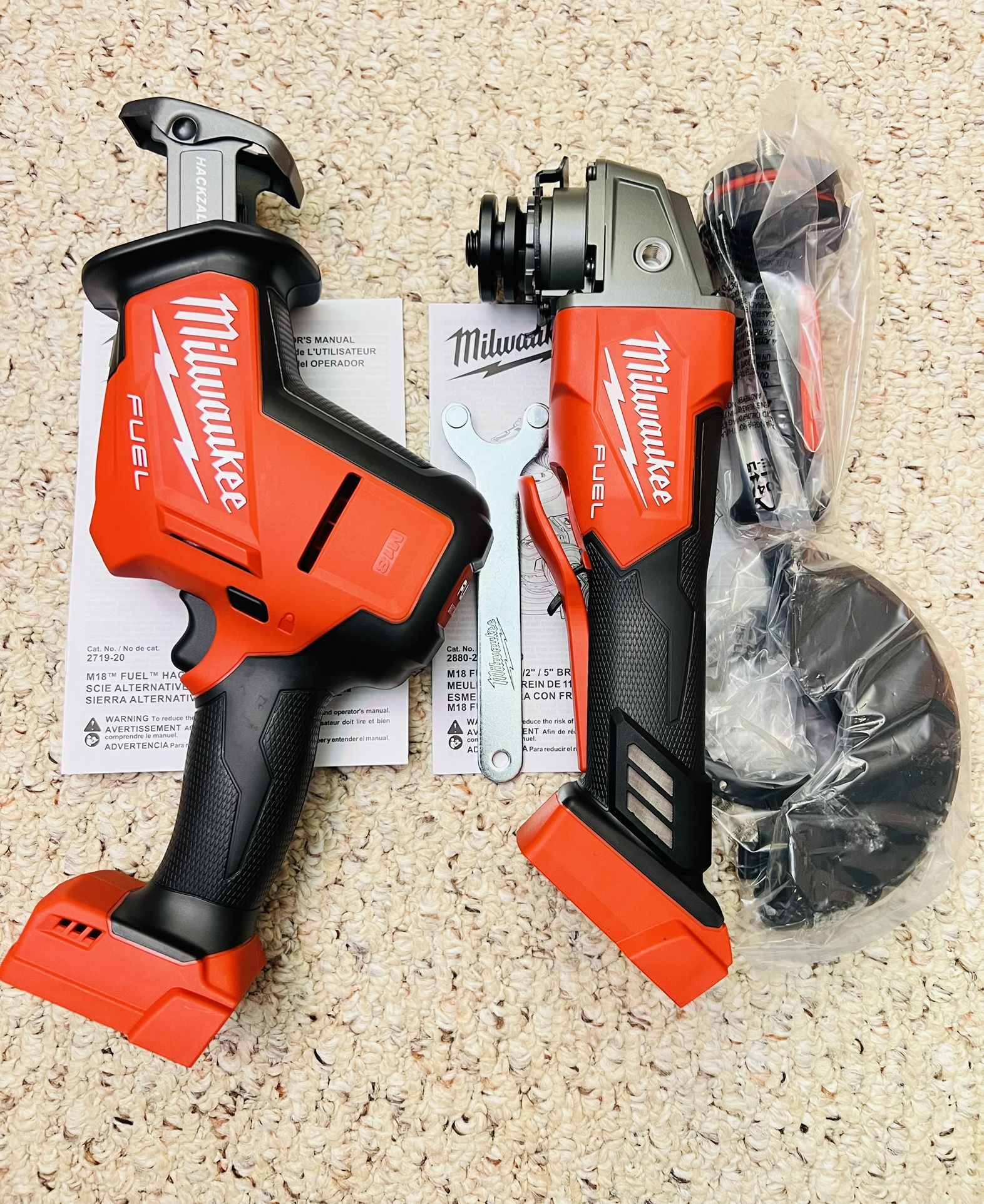Milwaukee M18 Fuel Grinder And Hackzall (Bare Tool) - $130 each