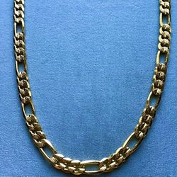 24” Diamond Cut Figaro 6mm Necklace 14k Gold Plated *Ship Nationwide Or Pickup Boca Raton