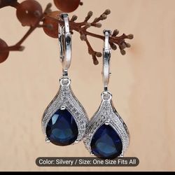 1pair silver elegant teardrop dangle earrings