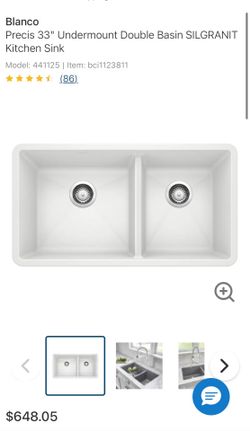 Blanco Precis 33" Undermount Double Basin SILGRANIT Kitchen Sink
