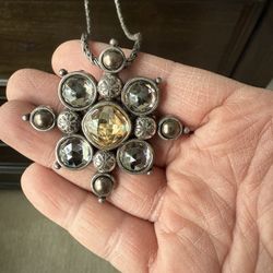 Brighton Silver start beaded necklace/pin
