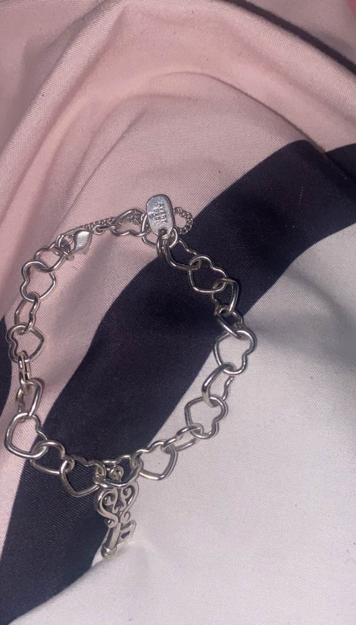 James Avery Heart Bracelet With A Key To My Heart Charm
