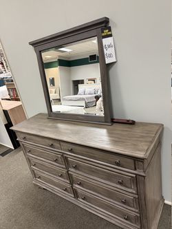 Landscape Dresser Mirror - Weathered Gray-Brown | Chest Of Drawers | Bureau