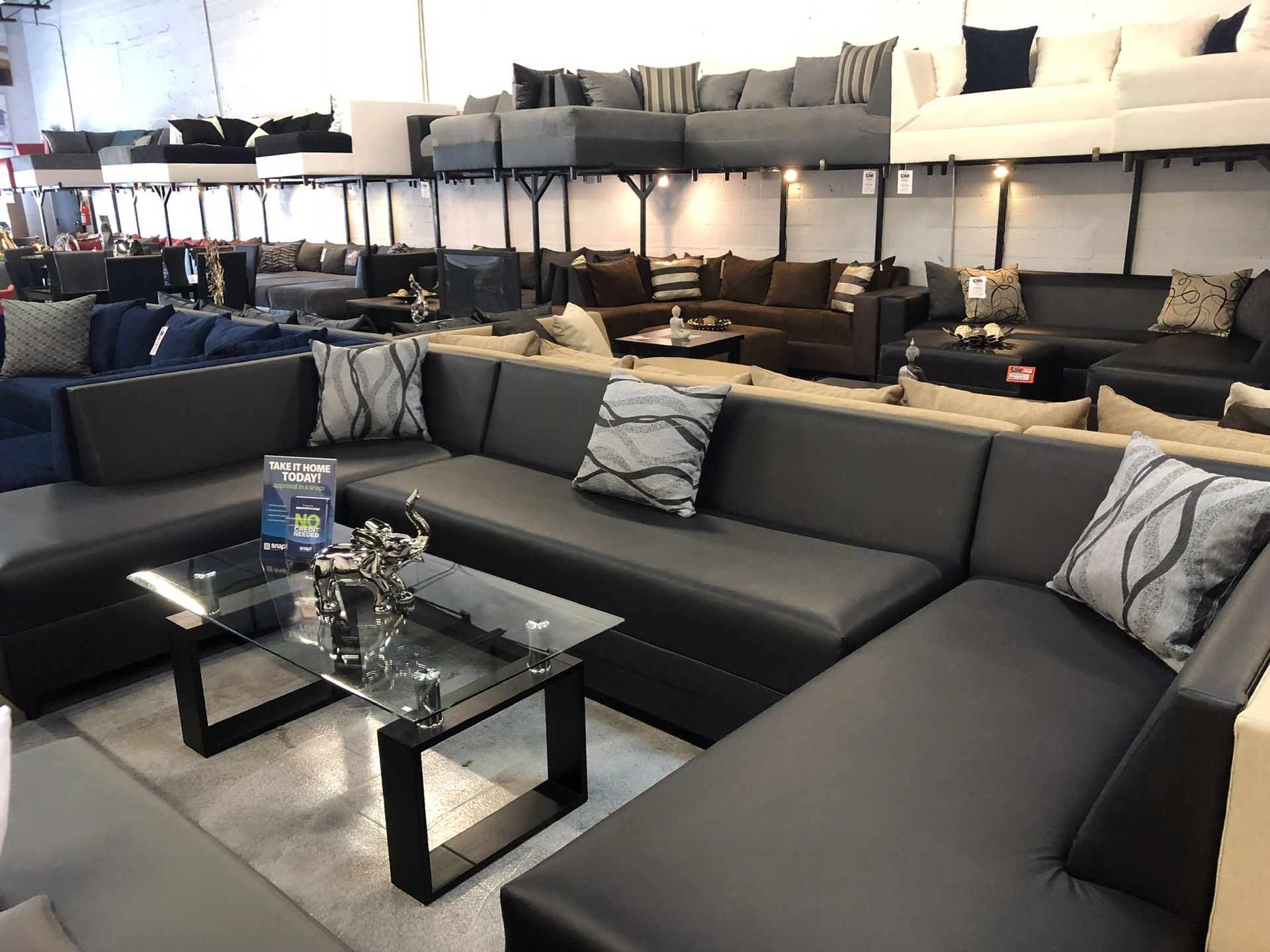 Black 12ft 3pc U sectional sofa couch on SALE SALE